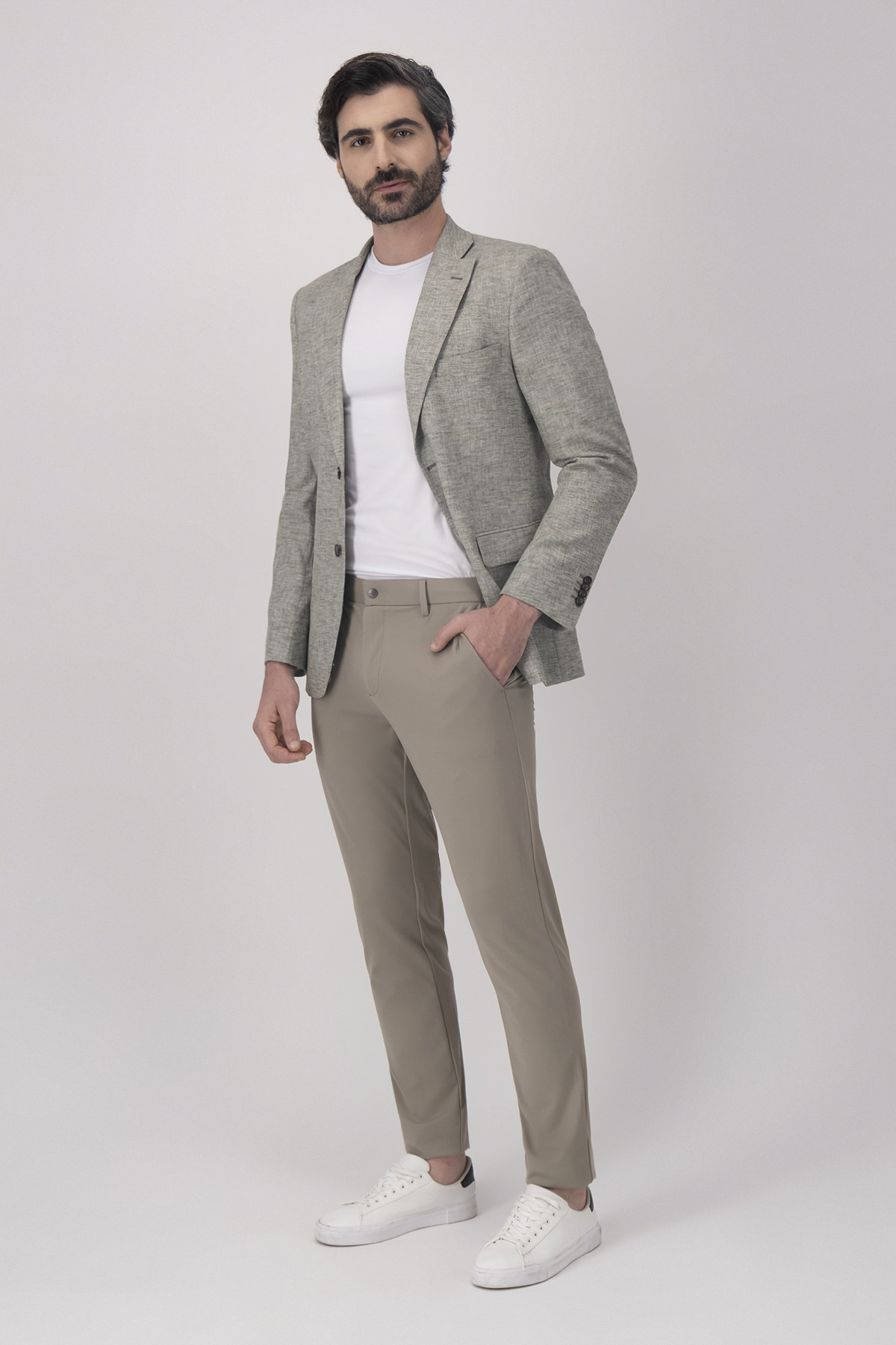 Saco Casual Verde Slim Fit Lino Roberts