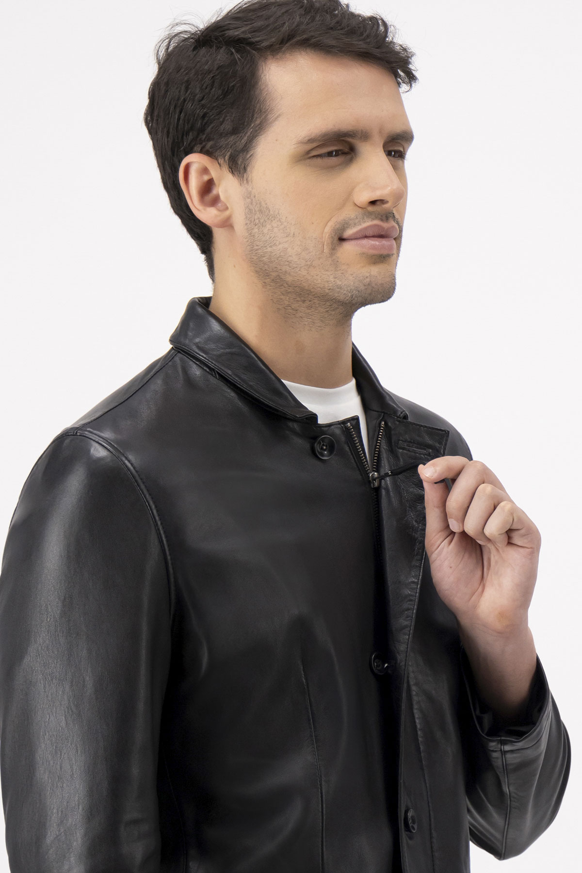 Chamarra La Vera Pelle Contemporary Fit Negro