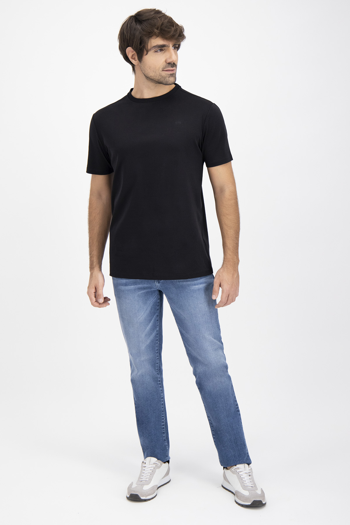 Playera MERCERIZED COTTON Calderoni Negro Contemporary Fit