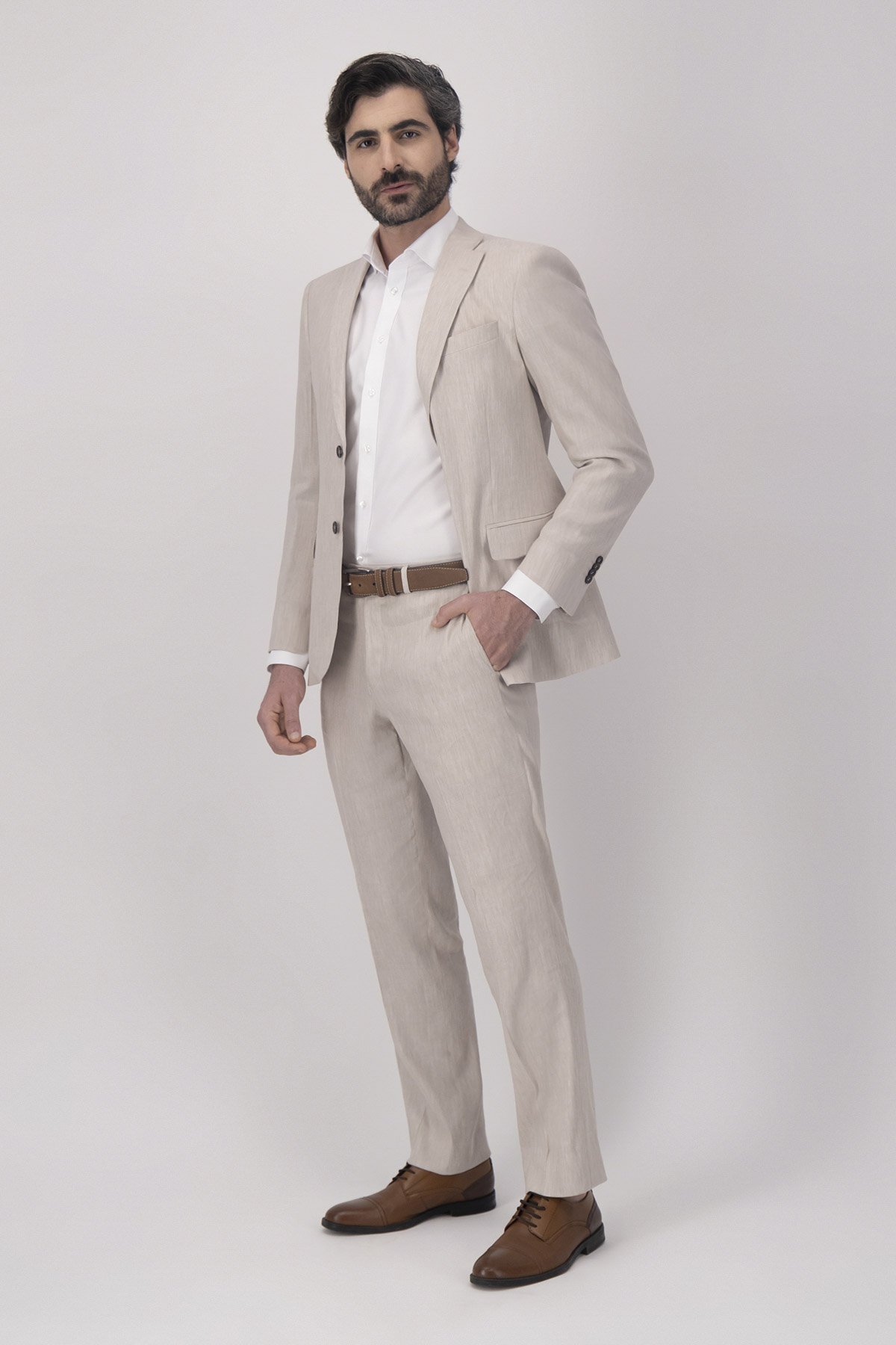 Traje Color Beige Contemporary Fit