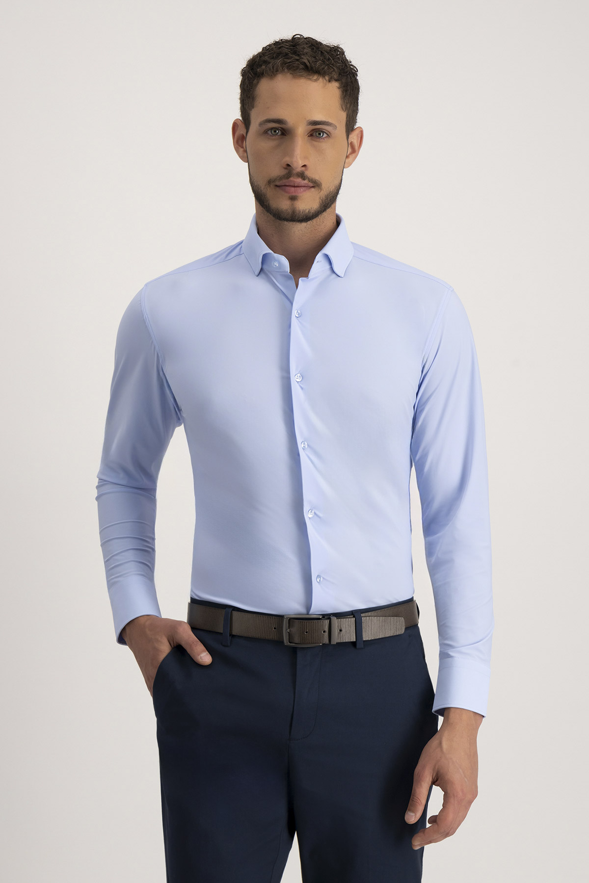 Camisa Formal Roberts Red Azul Claro Red Slim Fit