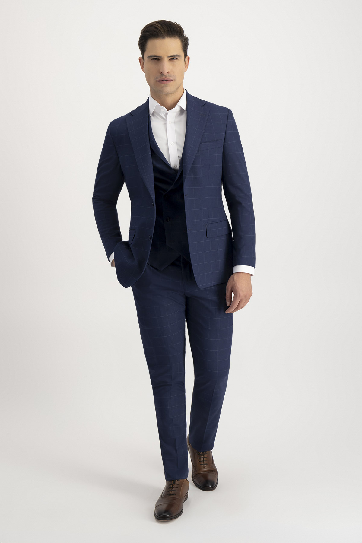 Traje Trío Slim Fit Azul Cobalto