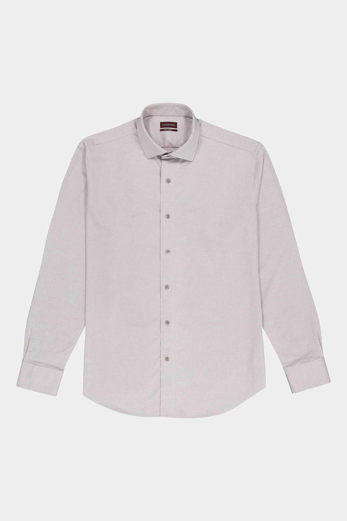 Camisa Vestir Knit Calderoni Beige Regular Fit