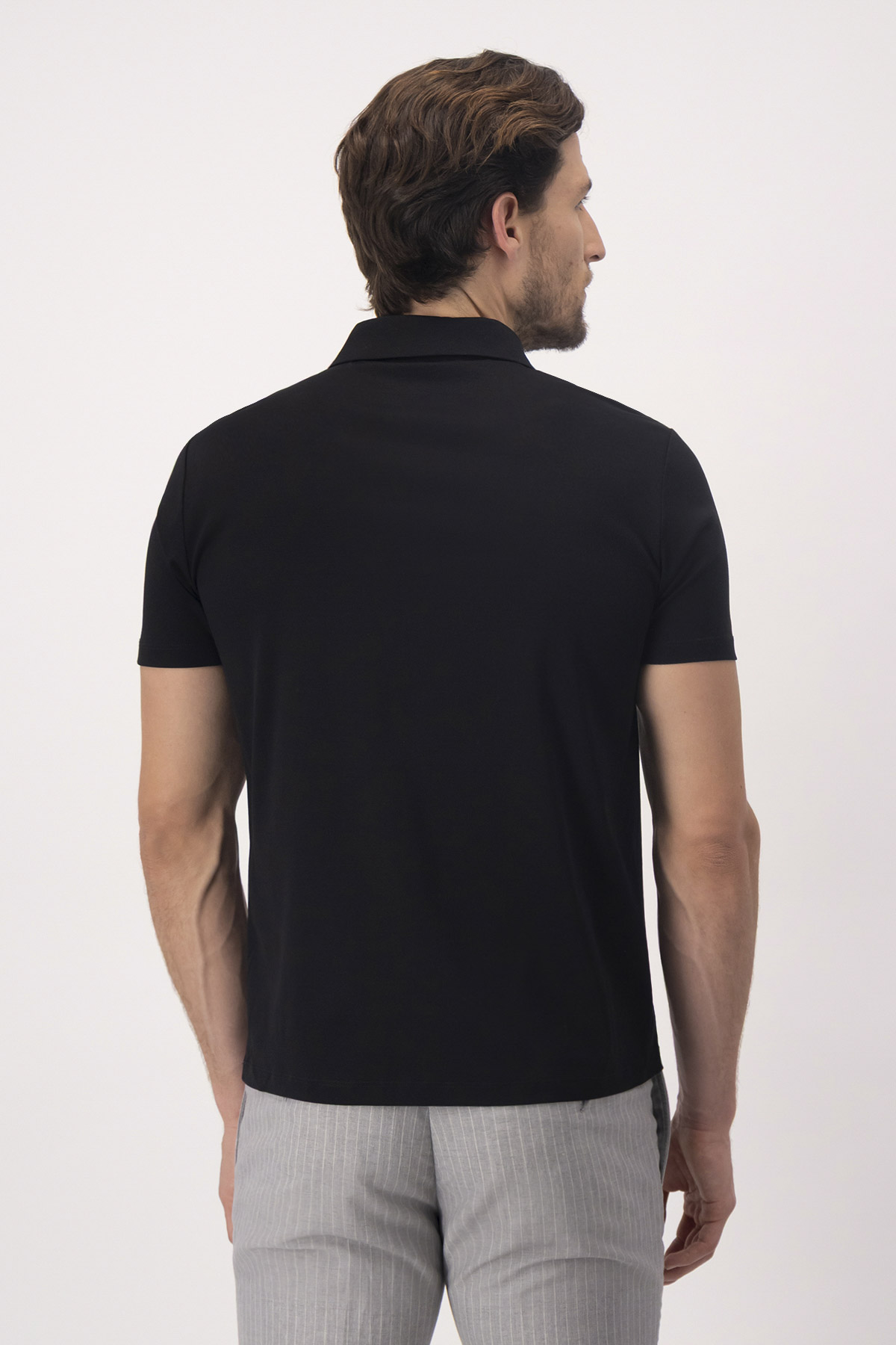 Playera Tipo Polo MERCERIZED COTTON Contemporary Fit Negro
