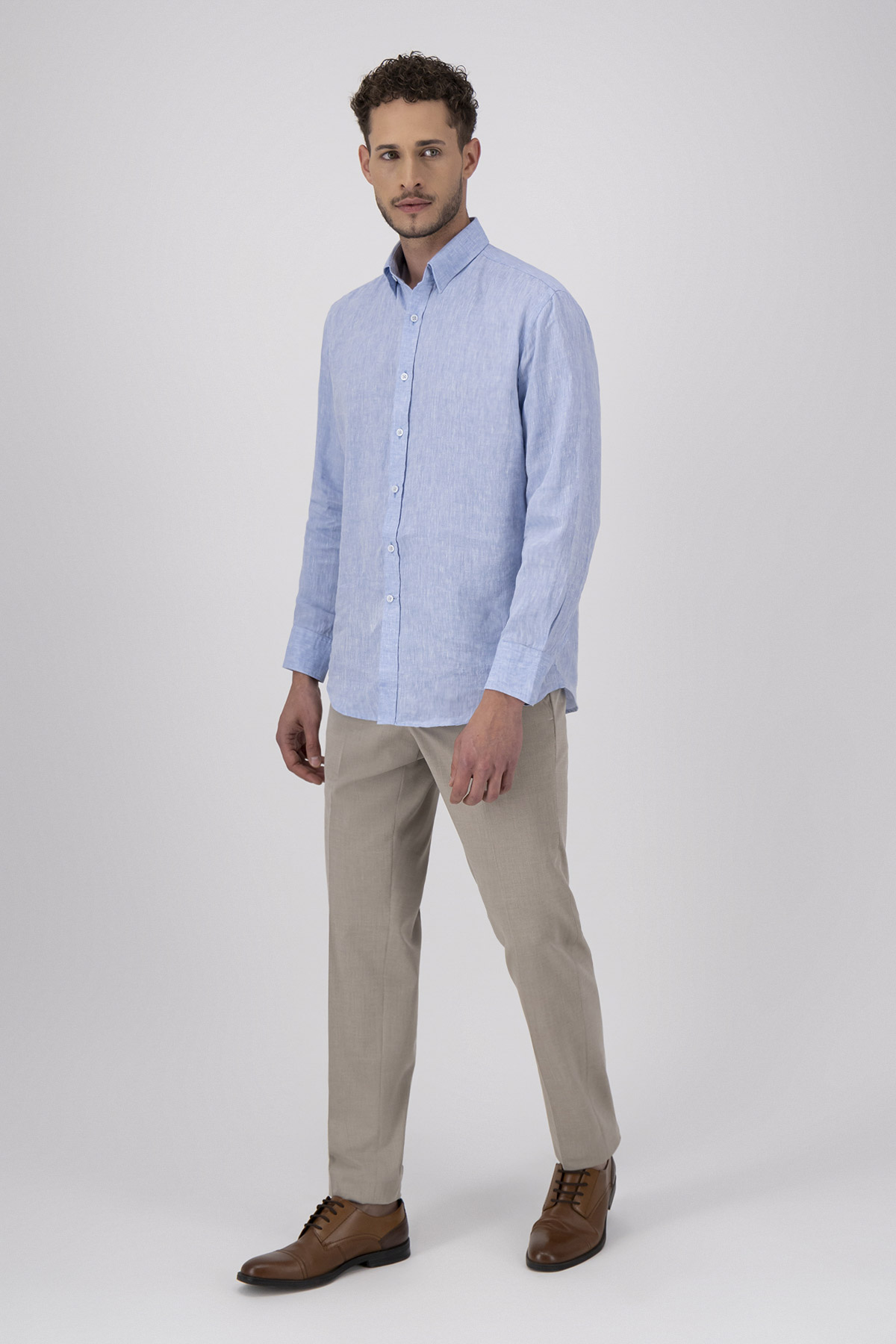 Camisa Casual LINEN Color Azul Claro Regular Fit
