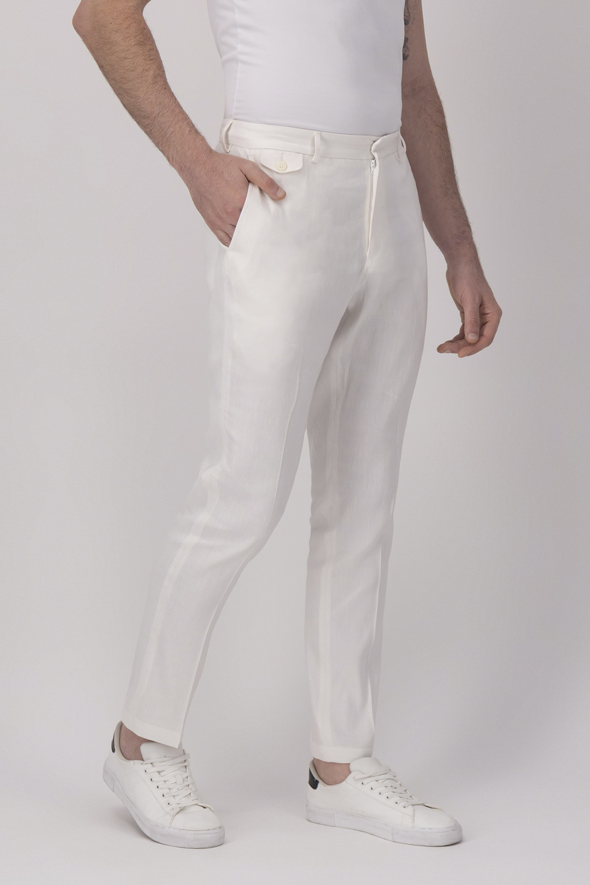 Pantalón Formal Color Blanco Slim Fit