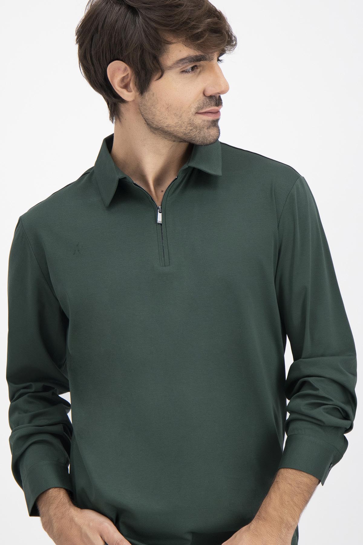 Polo MERCERIZED COTTON Calderoni Verde Obscuro Contemporary Fit