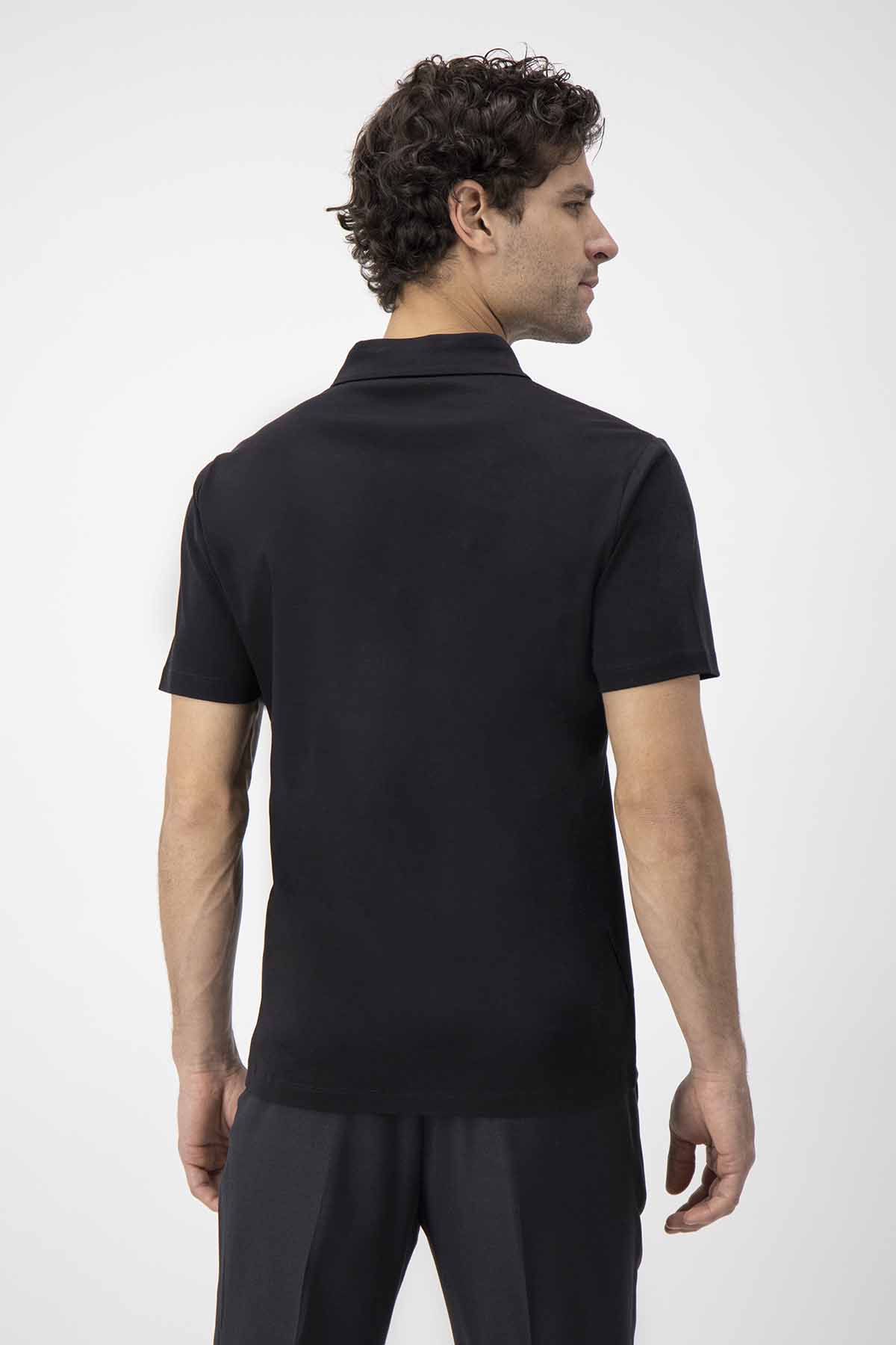 Polo MERCERIZED COTTON Calderoni Negro Contemporary Fit image number 1