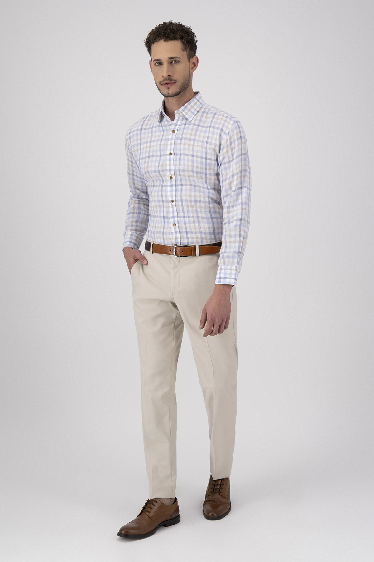 Pantalón Formal Color Beige Slim Fit