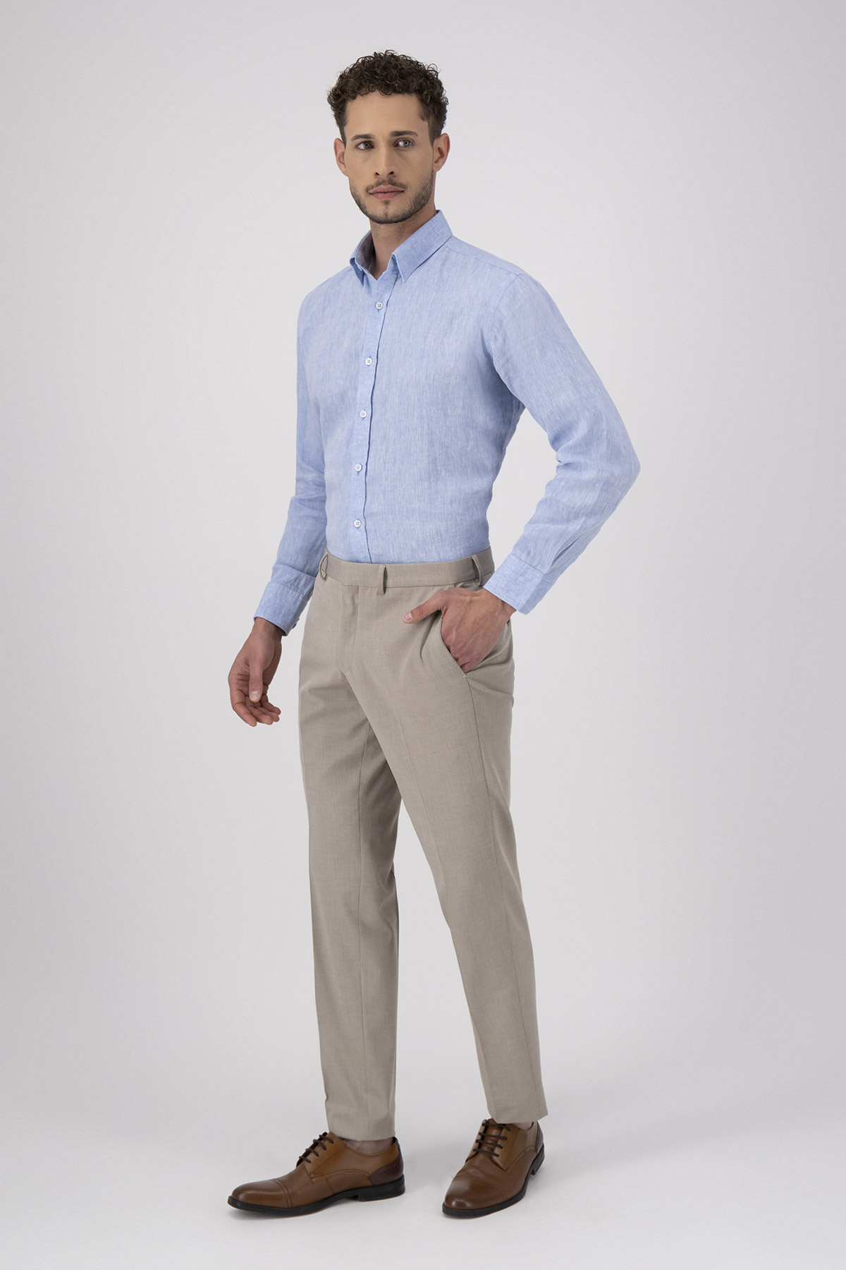 Pantalón Formal Color Beige Slim Fit