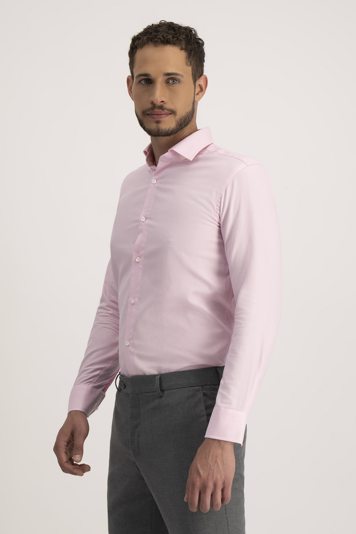 Camisa Formal Easy Care Roberts Slim Fit Rosa