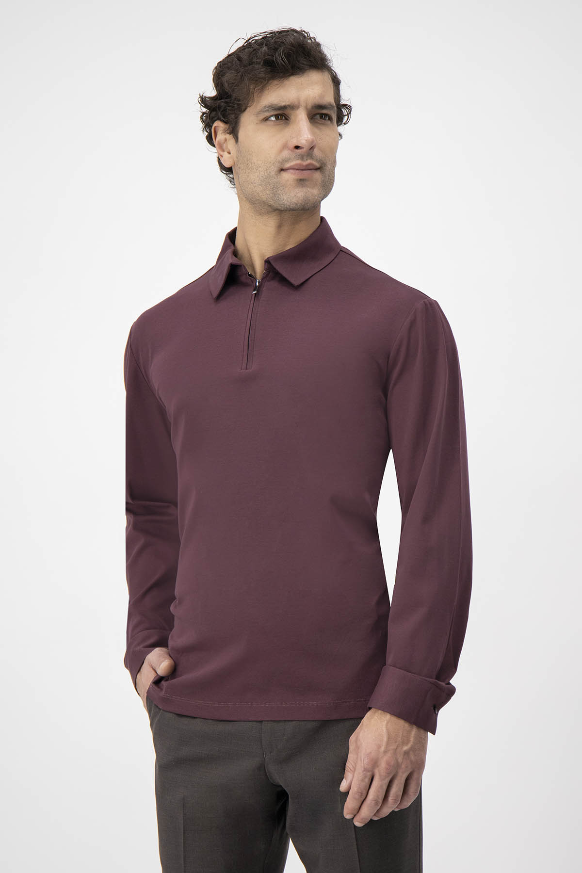 Polo MERCERIZED COTTON Calderoni Vino Contemporary Fit