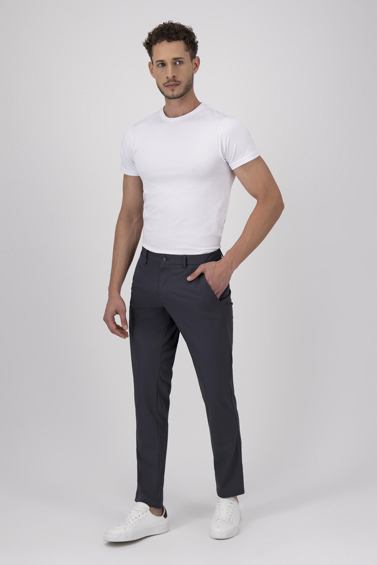 Pantalón Casual Color Gris Obscuro
