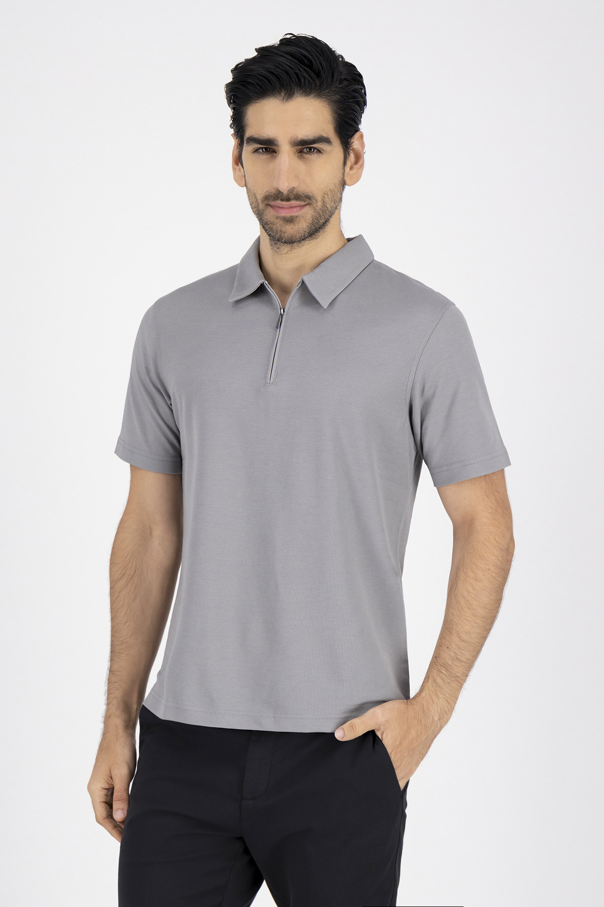 Playera Tipo Polo EZ Care Technology Contemporary Fit Gris