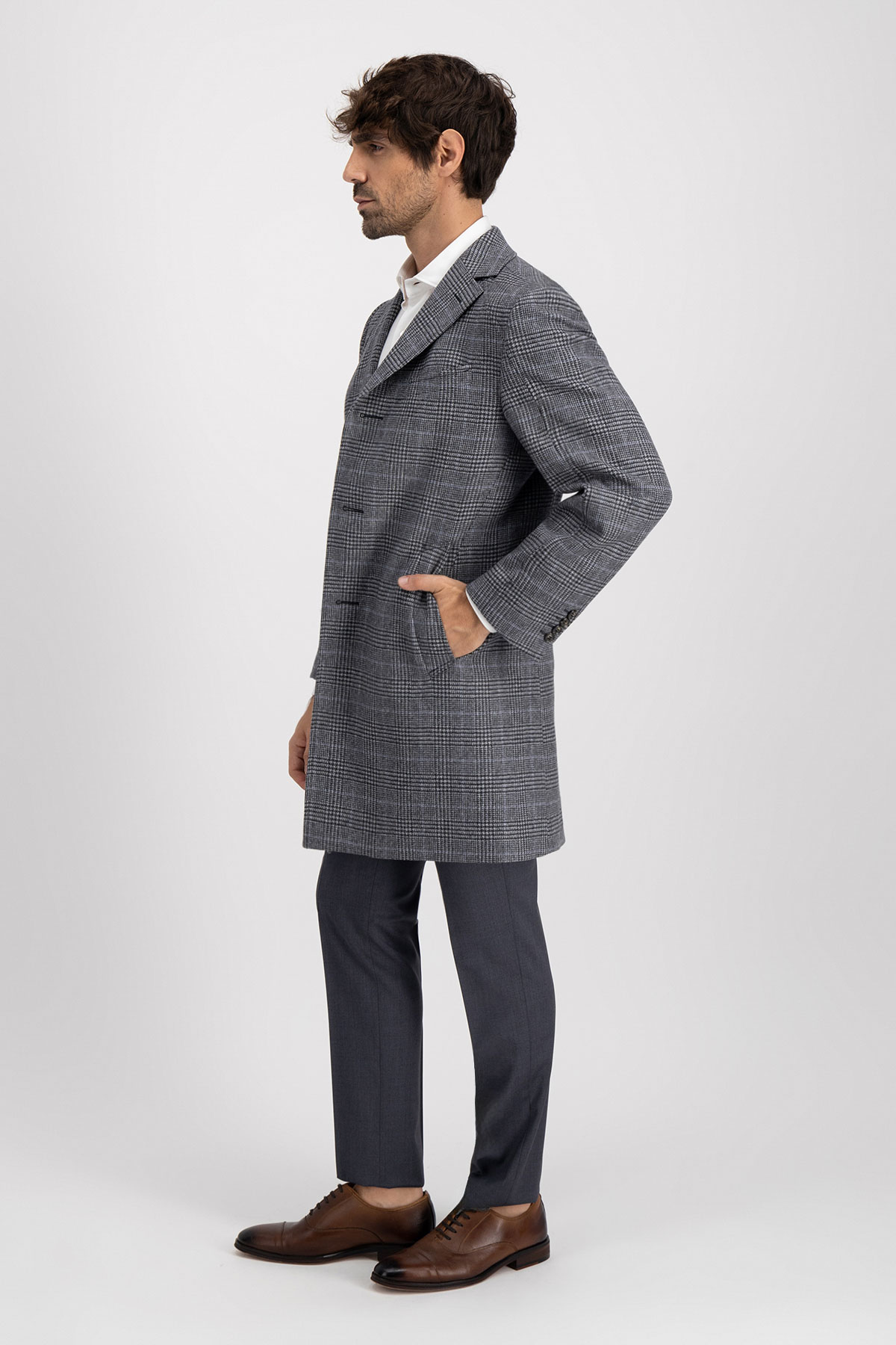 Abrigo Roberts Gris Oxford Slim Fit