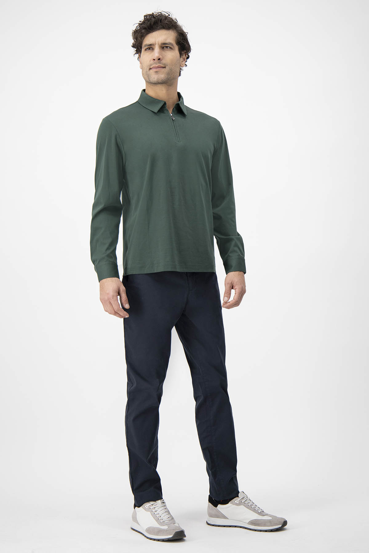 Polo MERCERIZED COTTON Calderoni Verde Obscuro Contemporary Fit