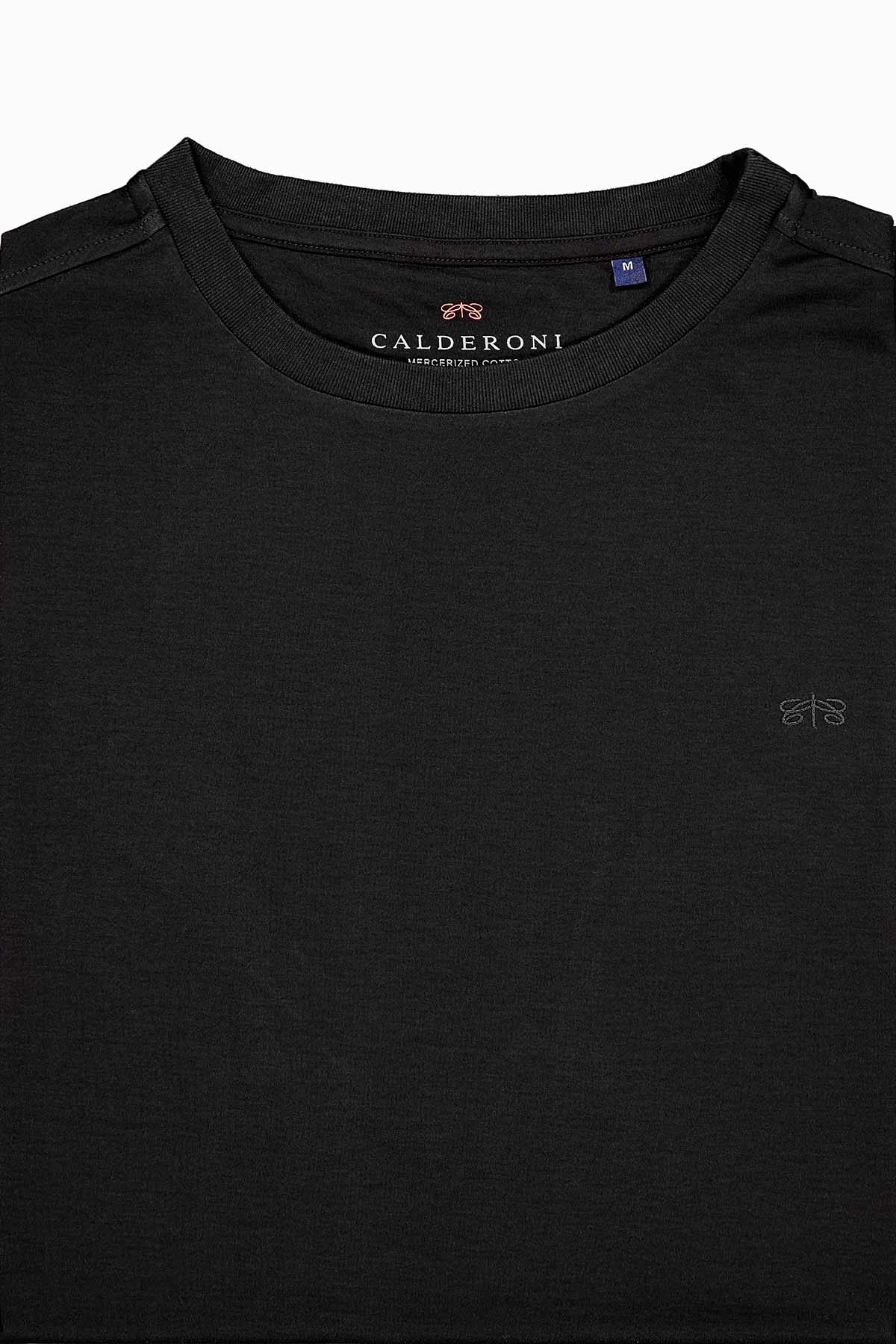 Playera MERCERIZED COTTON Calderoni Negro Contemporary Fit