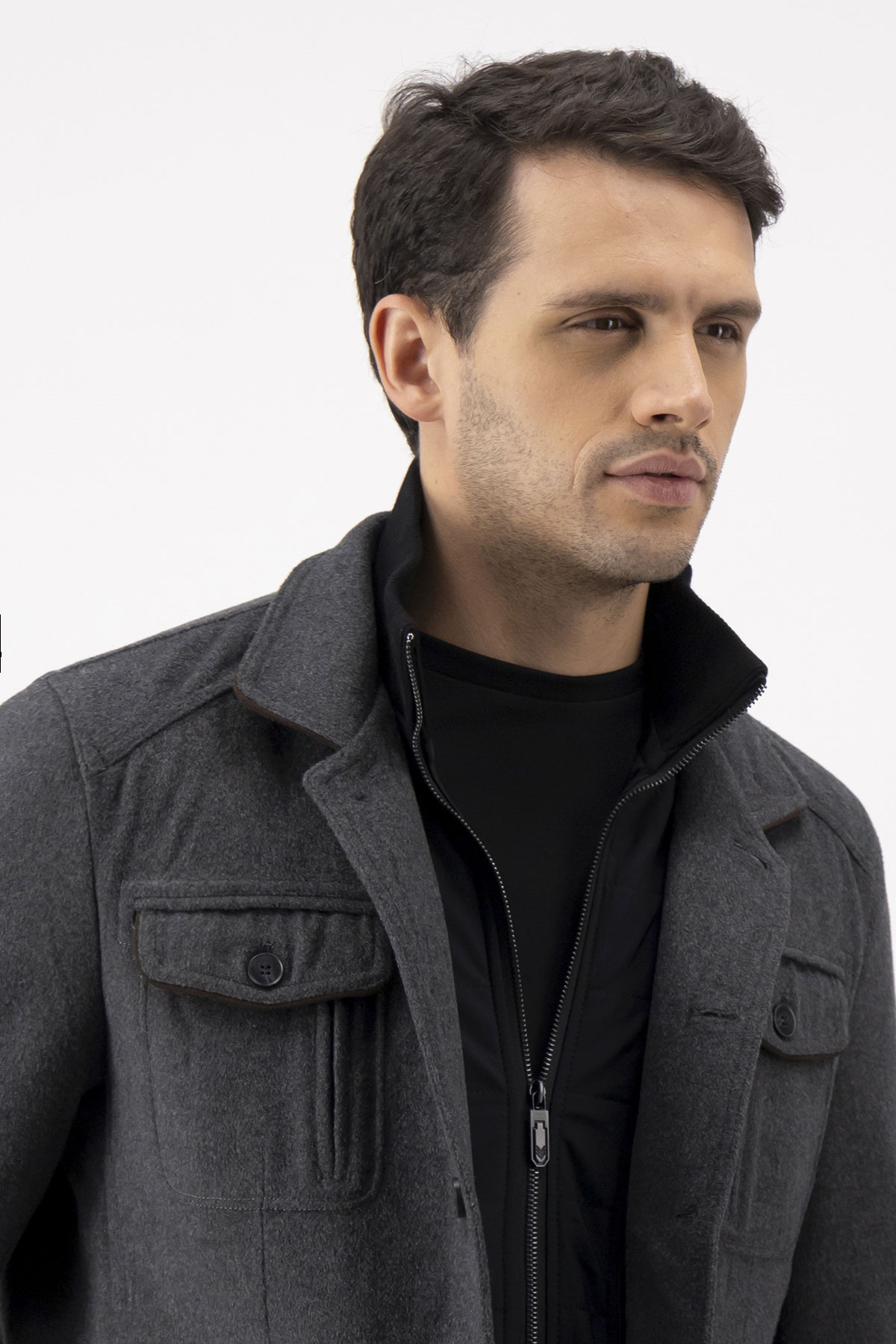 Chamarra Contemporary Fit Gris Oxford