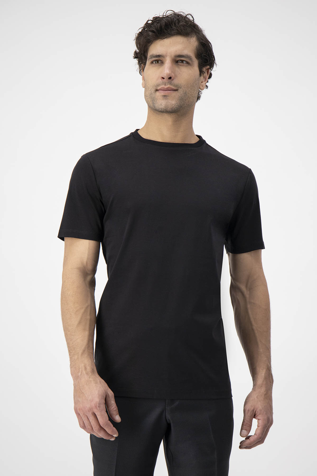 Playera MERCERIZED COTTON Calderoni Negro Contemporary Fit