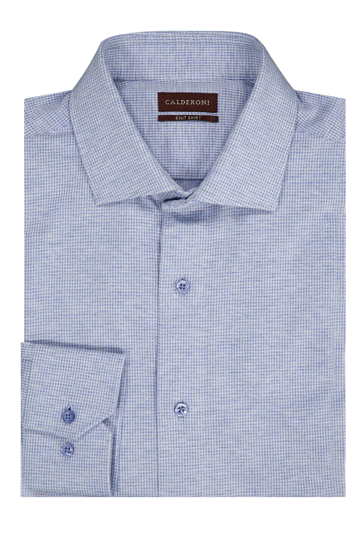 Camisa Vestir Knit Calderoni Azul Regular Fit