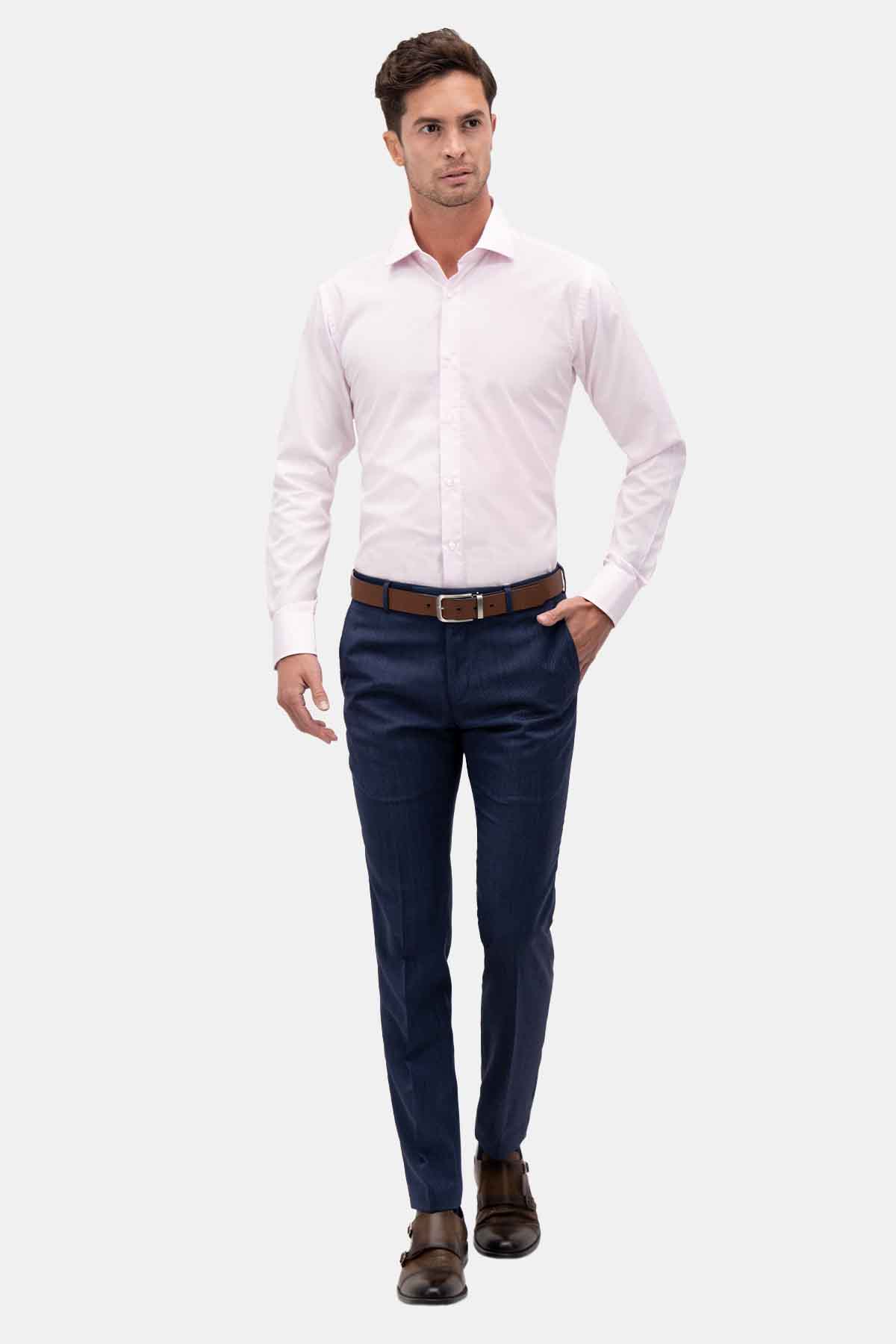 Camisa Roberts Easy Care Color Rosa Claro Slim Fit