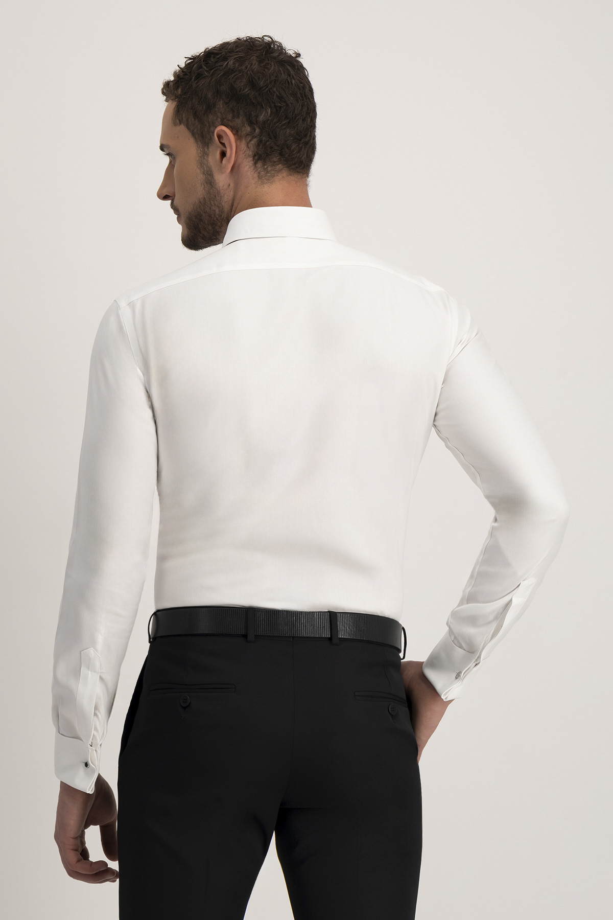 Camisa Formal Easy Care Roberts Slim Fit Blanco Negro image number 3