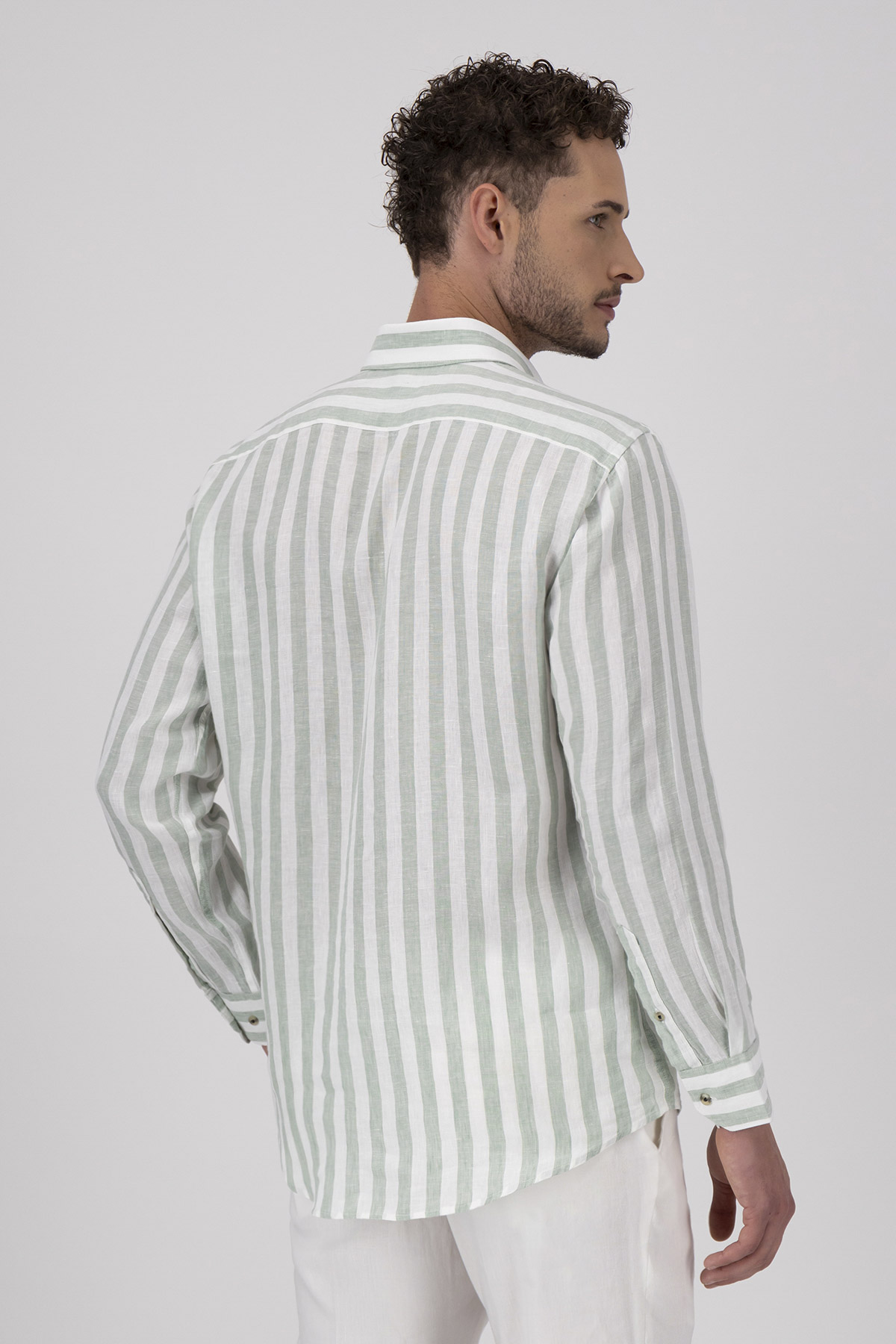 Camisa Casual LINEN Color Verde Vintage Regular Fit