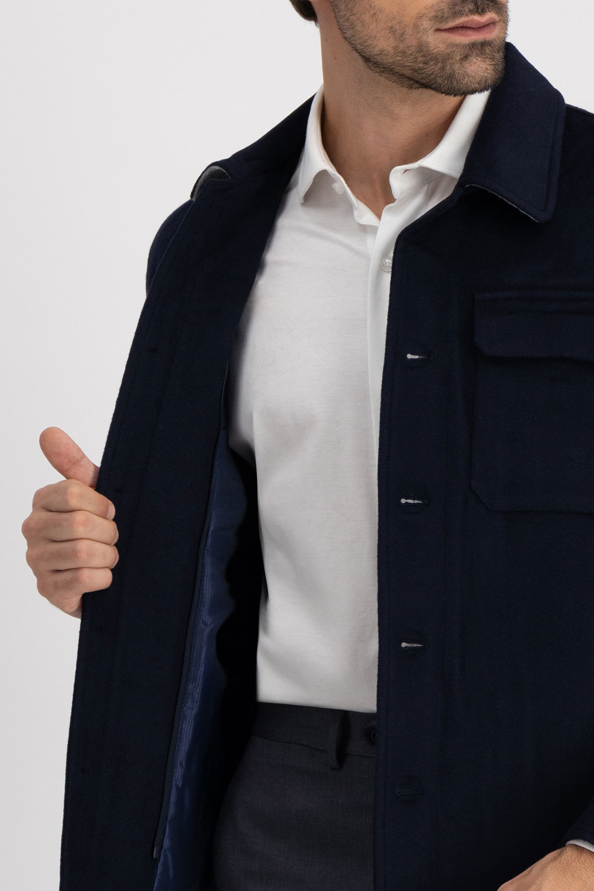 Chamarra Calderoni Azul Marino Contemporary Fit