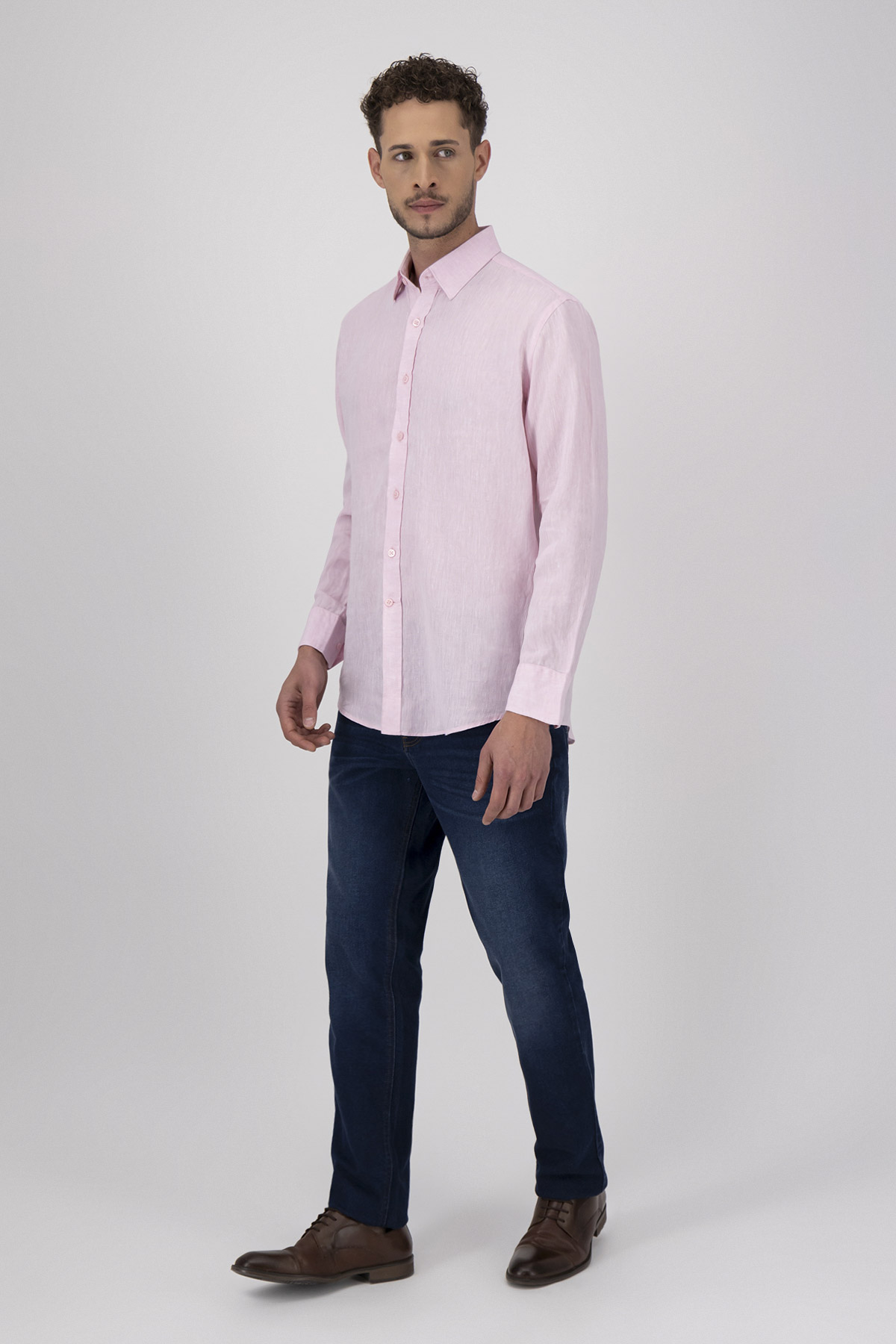 Camisa Casual LINEN Color Rosa Regular Fit