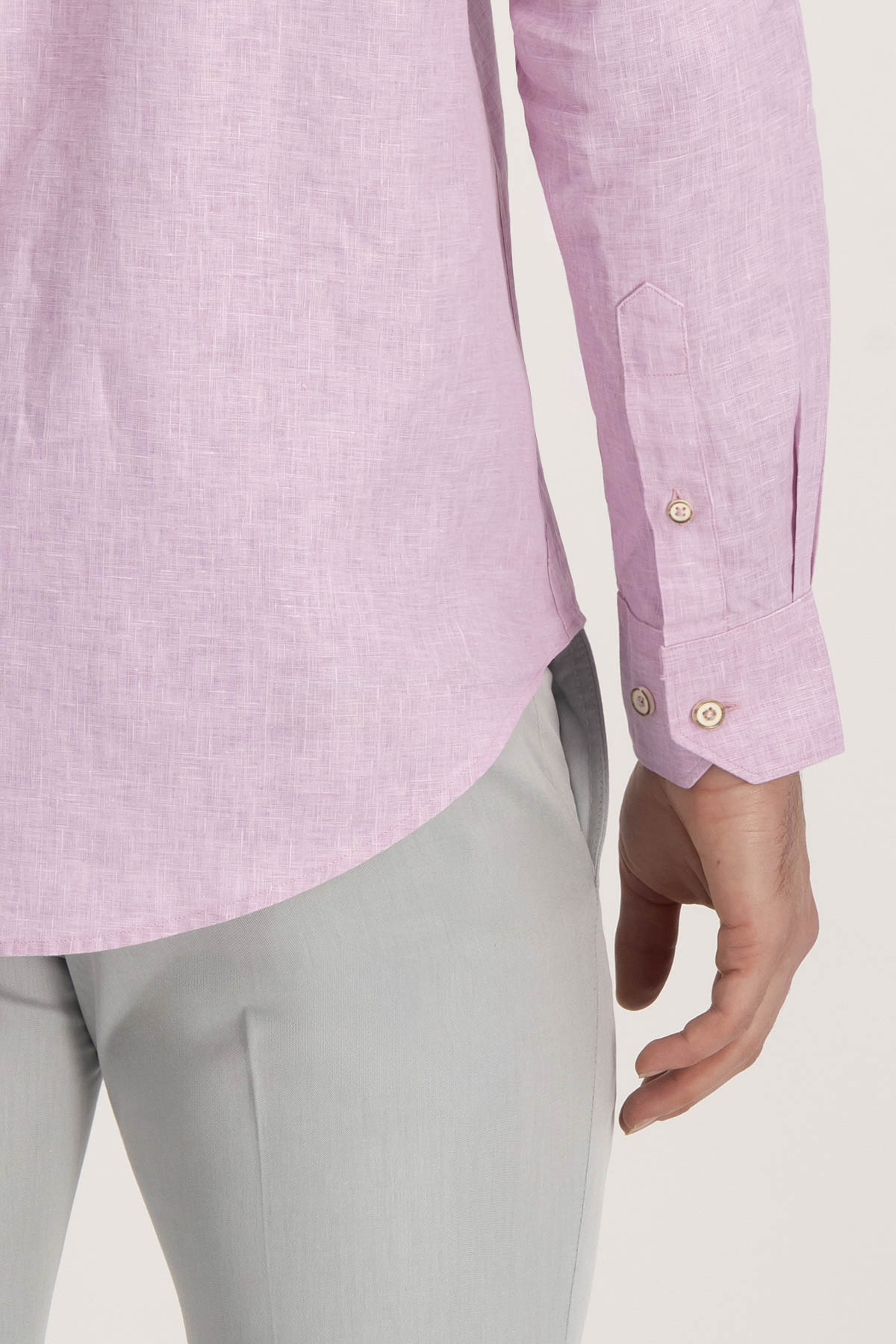 Camisa Casual LINEN Calderoni Rosa Contemporary Fit