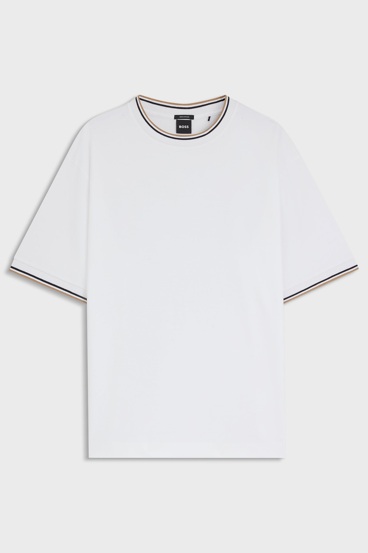 Camiseta De Algodón Mercerizado Con Puños A Rayas image number 4