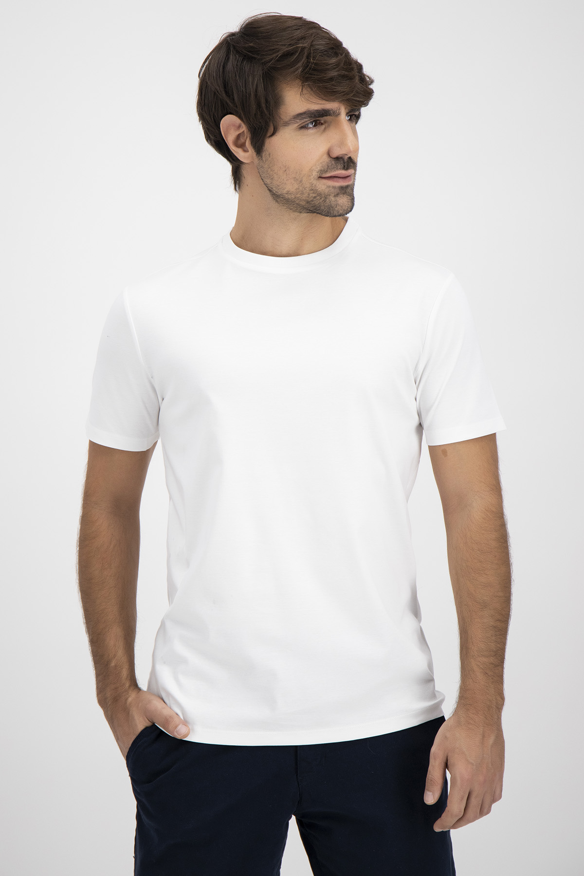 Playera MERCERIZED COTTON Calderoni Blanco Contemporary Fit