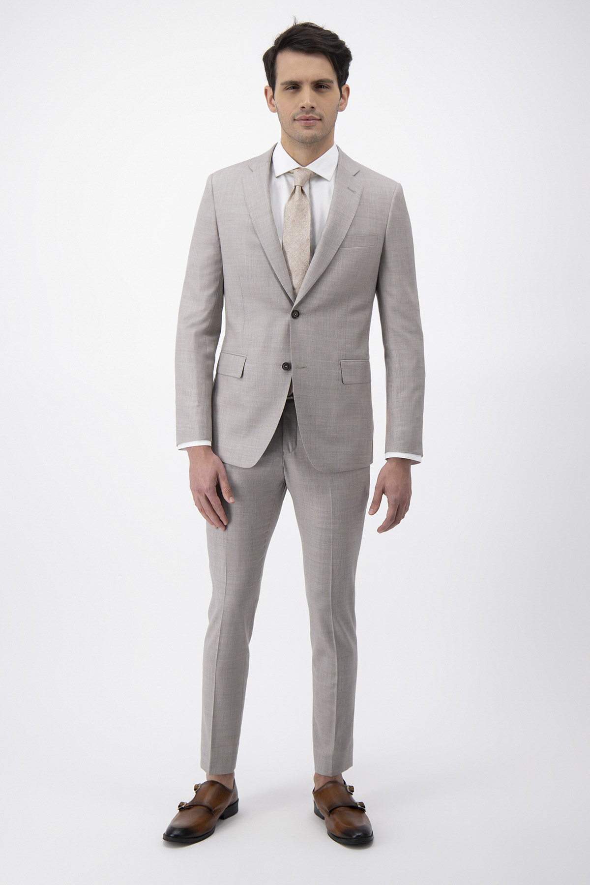 Traje Calderoni Couture Beige Slim Fit