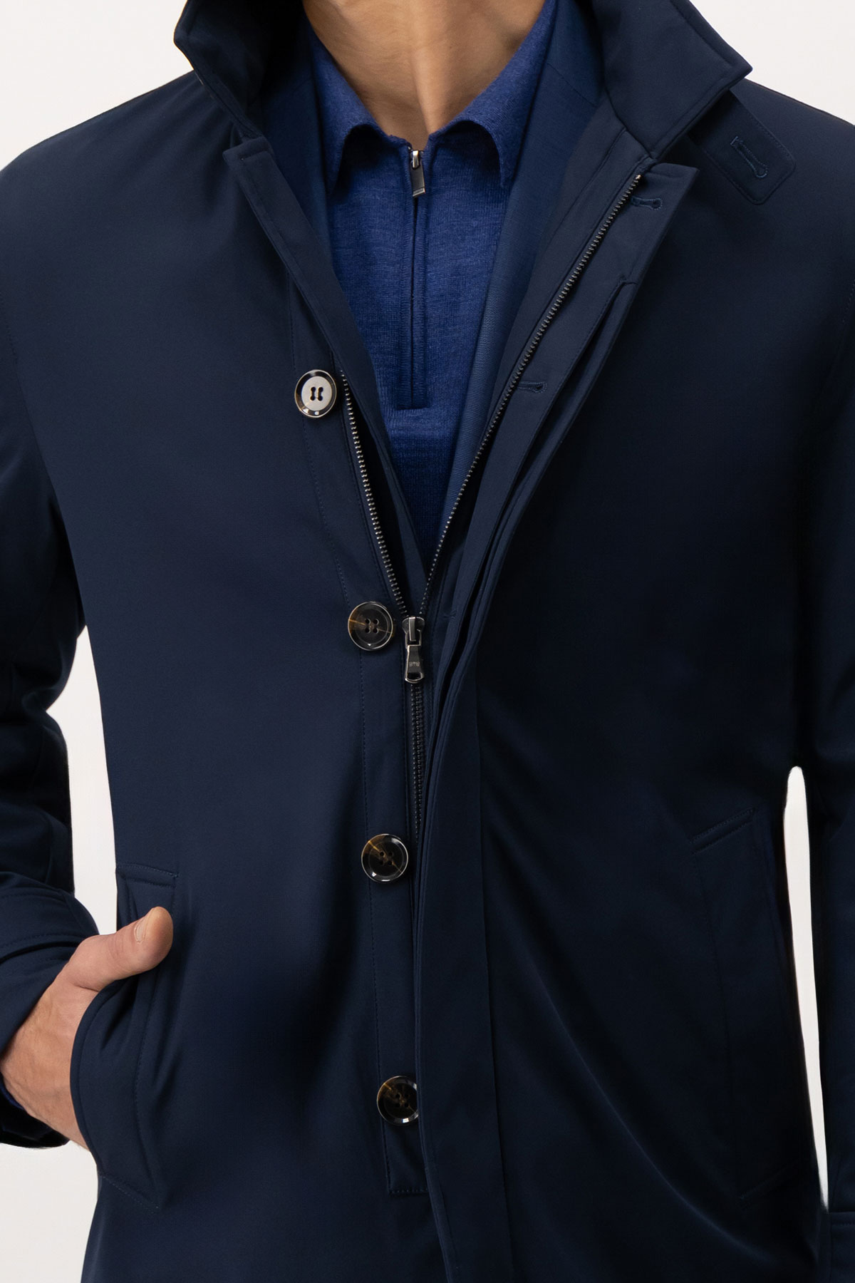 Gabardina Calderoni Azul Marino Contemporary Fit