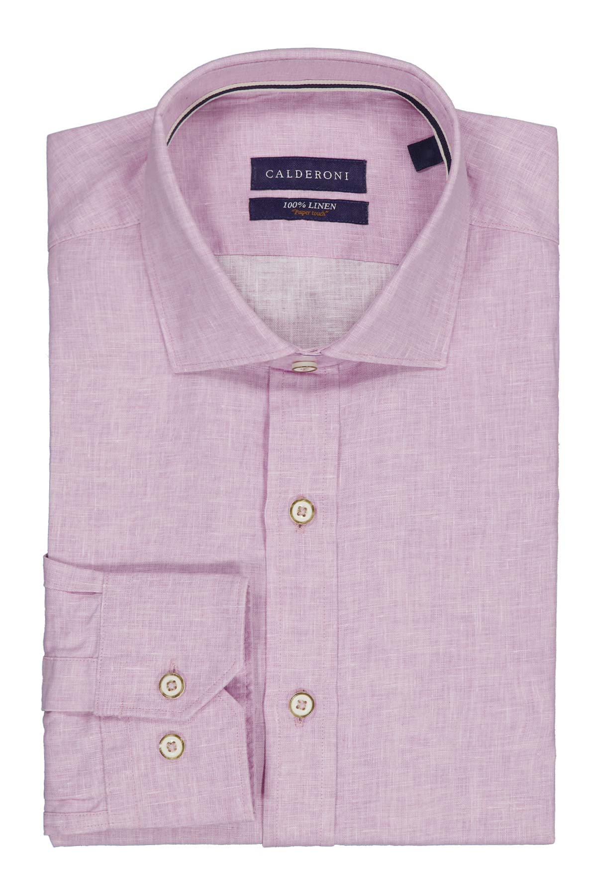 Camisa Casual LINEN Calderoni Rosa Contemporary Fit