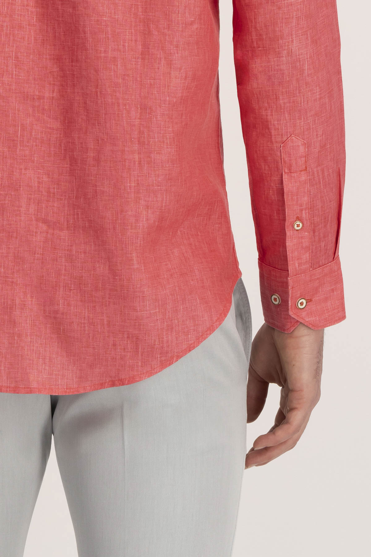 Camisa Casual LINEN Calderoni Rojo Contemporary Fit