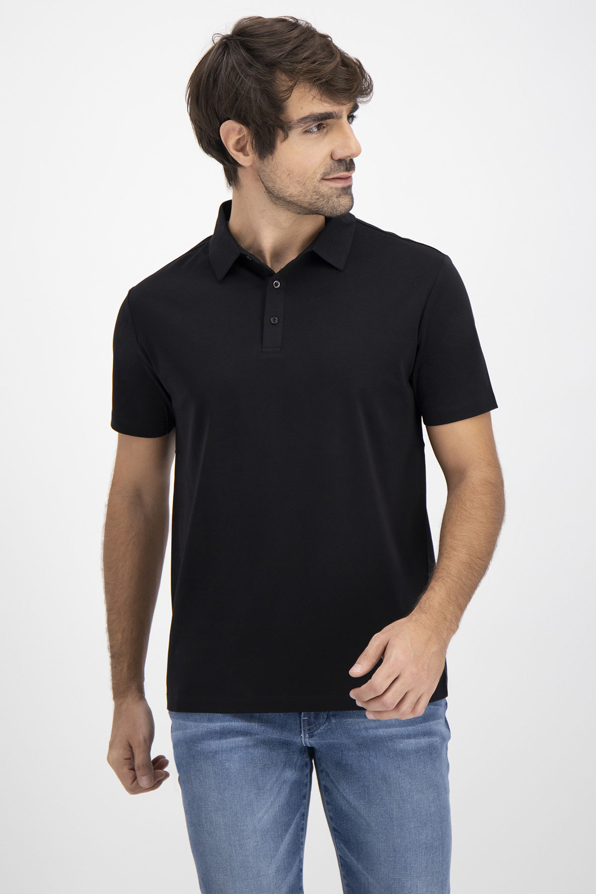 Polo MERCERIZED COTTON Calderoni Negro Contemporary Fit image number 4