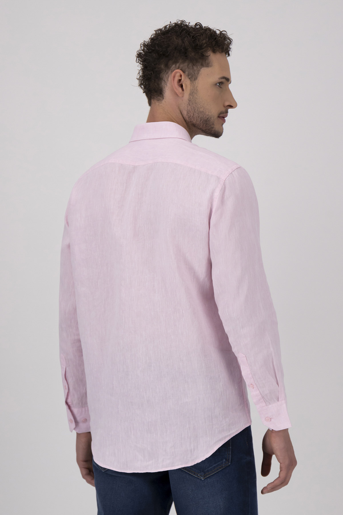Camisa Casual LINEN Color Rosa Regular Fit