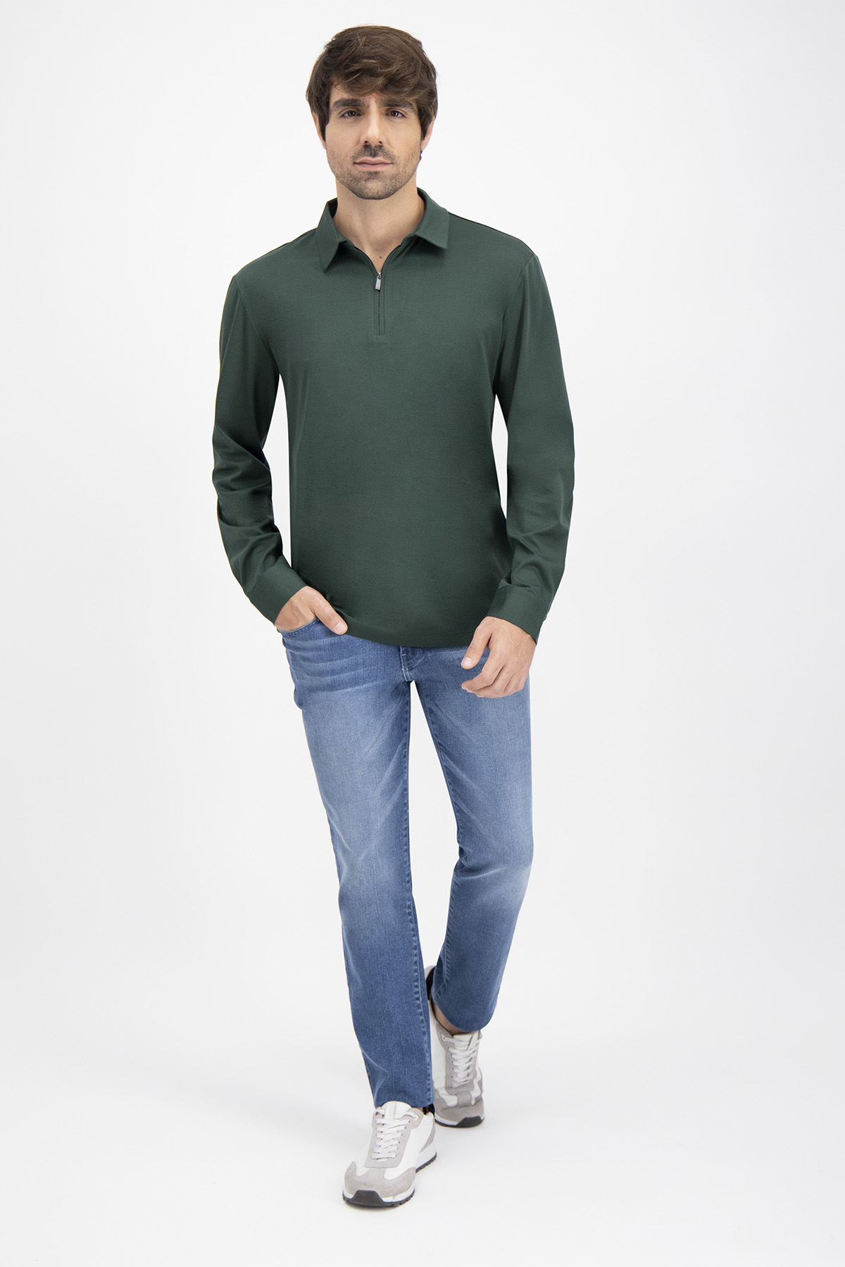 Polo MERCERIZED COTTON Calderoni Verde Obscuro Contemporary Fit