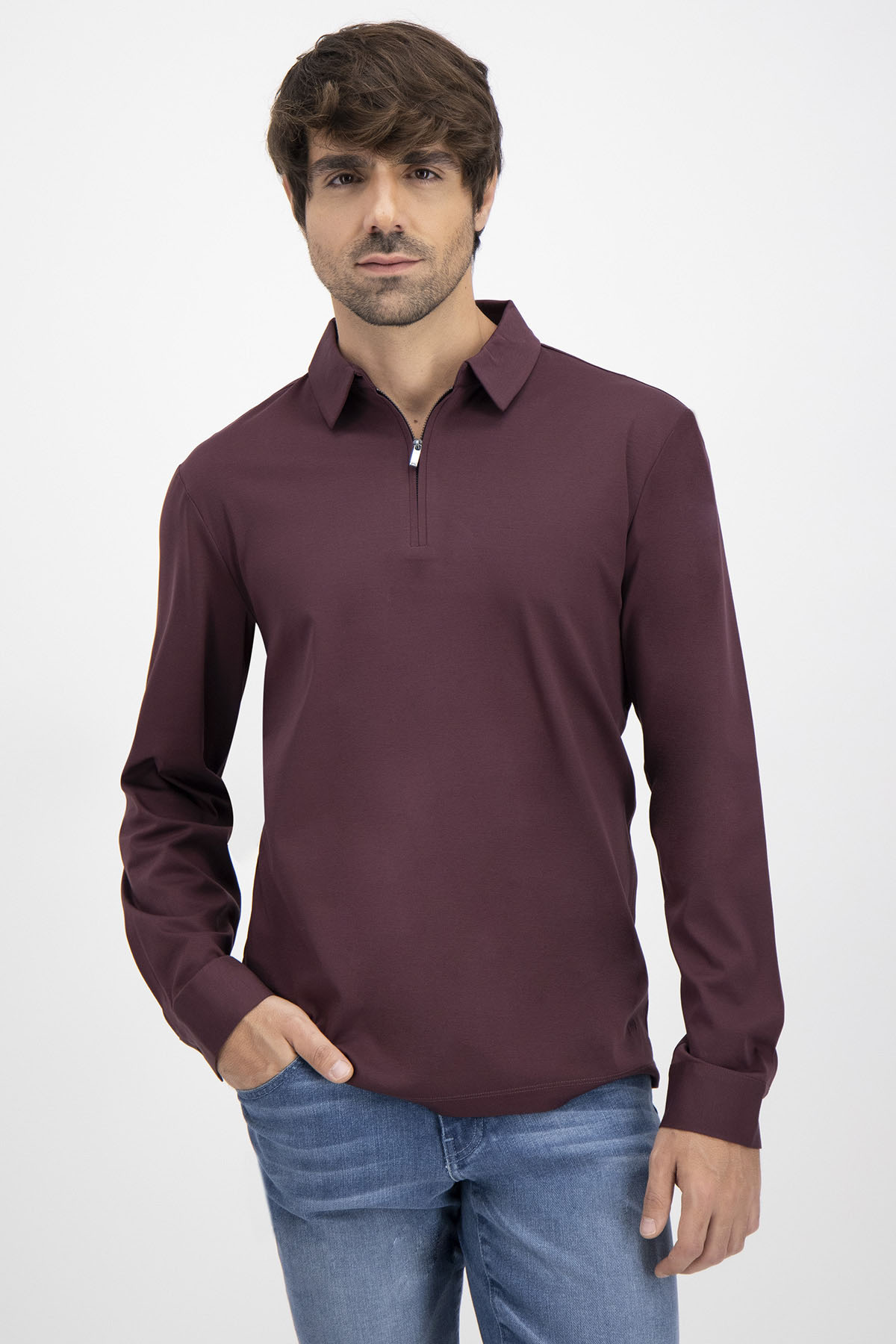 Polo MERCERIZED COTTON Calderoni Vino Contemporary Fit