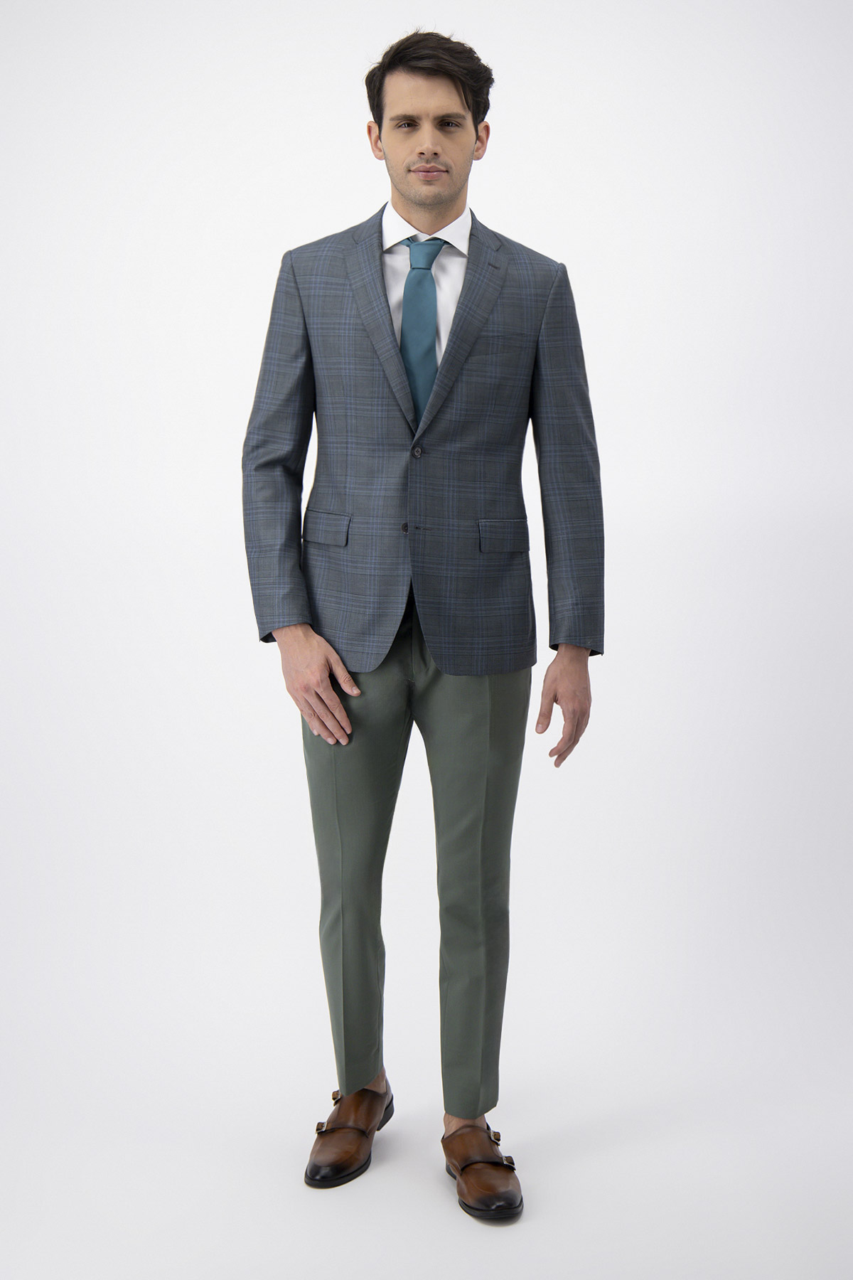 Saco Casual Calderoni Couture Verde Obscuro Contemporary Fit
