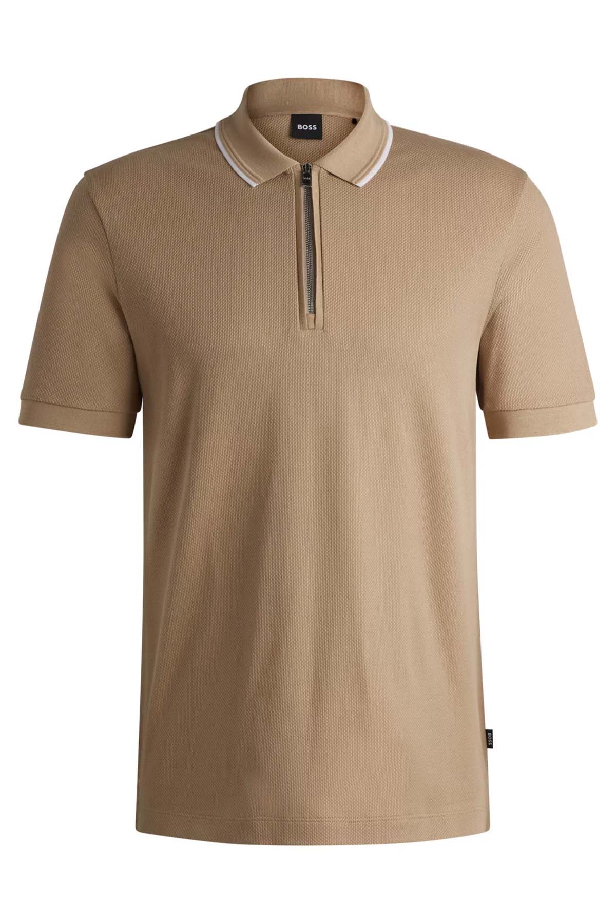 Polo de algodón estructurado con tapeta de cremallera