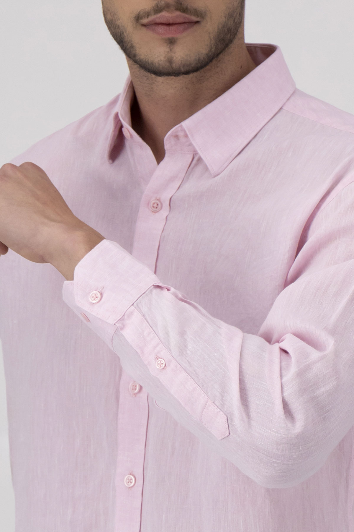Camisa Casual LINEN Color Rosa Regular Fit