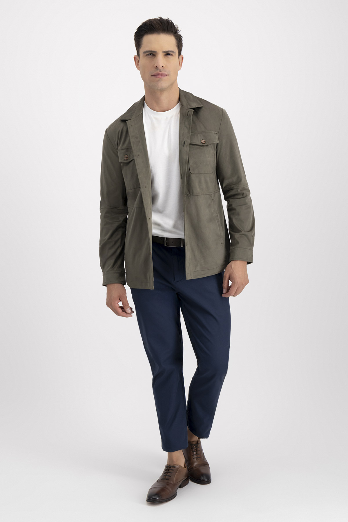 Sobrecamisa SUEDE TOUCH Verde Contemporary Fit