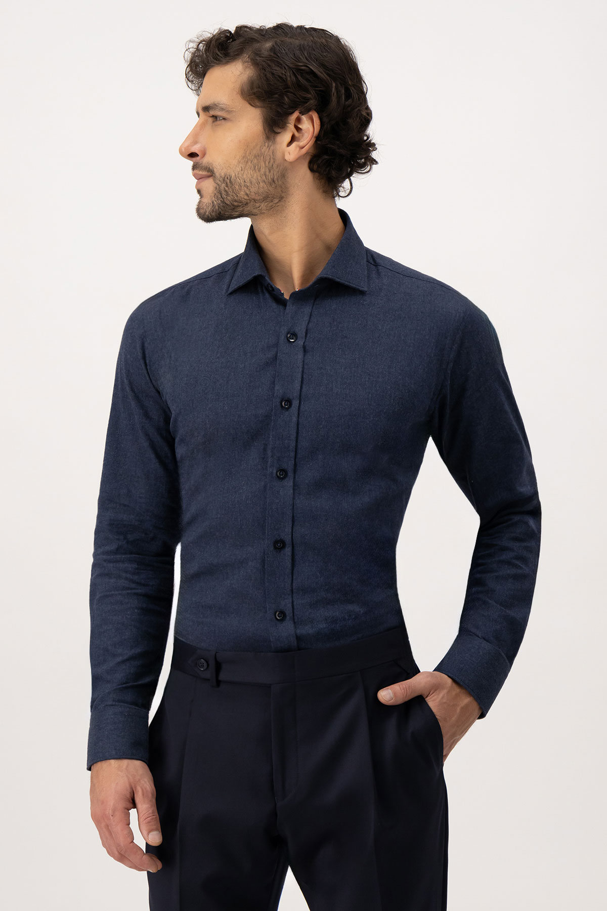 Camisa Casual Calderoni Color Azul Marino Regular Fit