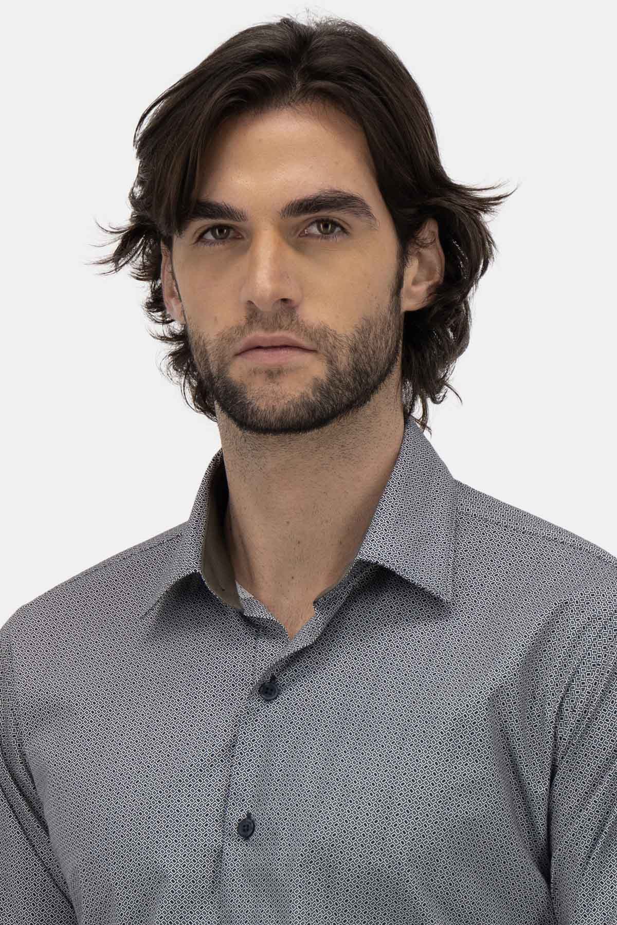 Camisa Vestir Roberts Red Verde Militar Slim Fit