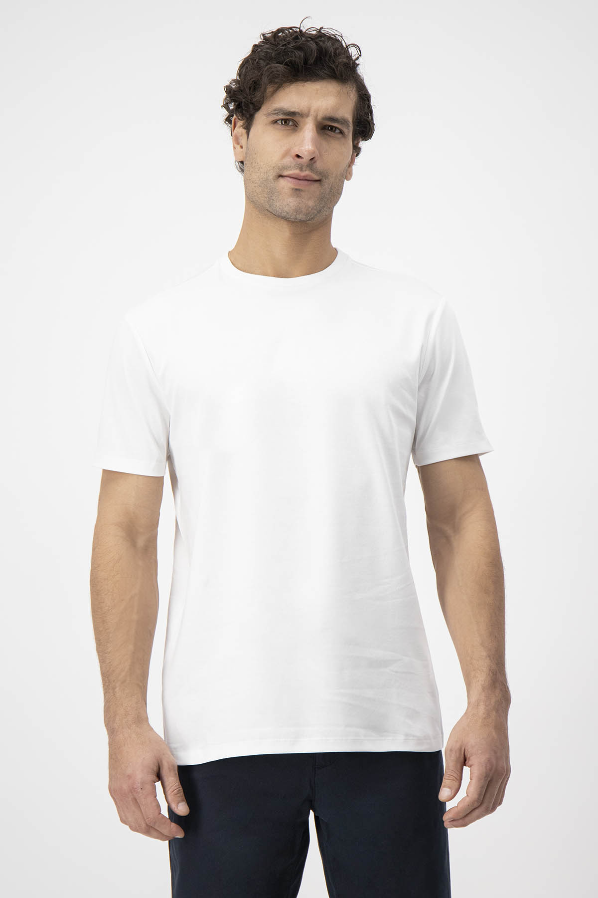 Playera MERCERIZED COTTON Calderoni Blanco Contemporary Fit