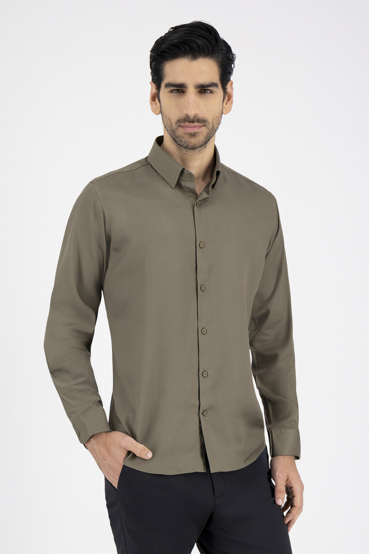 Camisa Casual Bio Tencel Slim Fit Verde