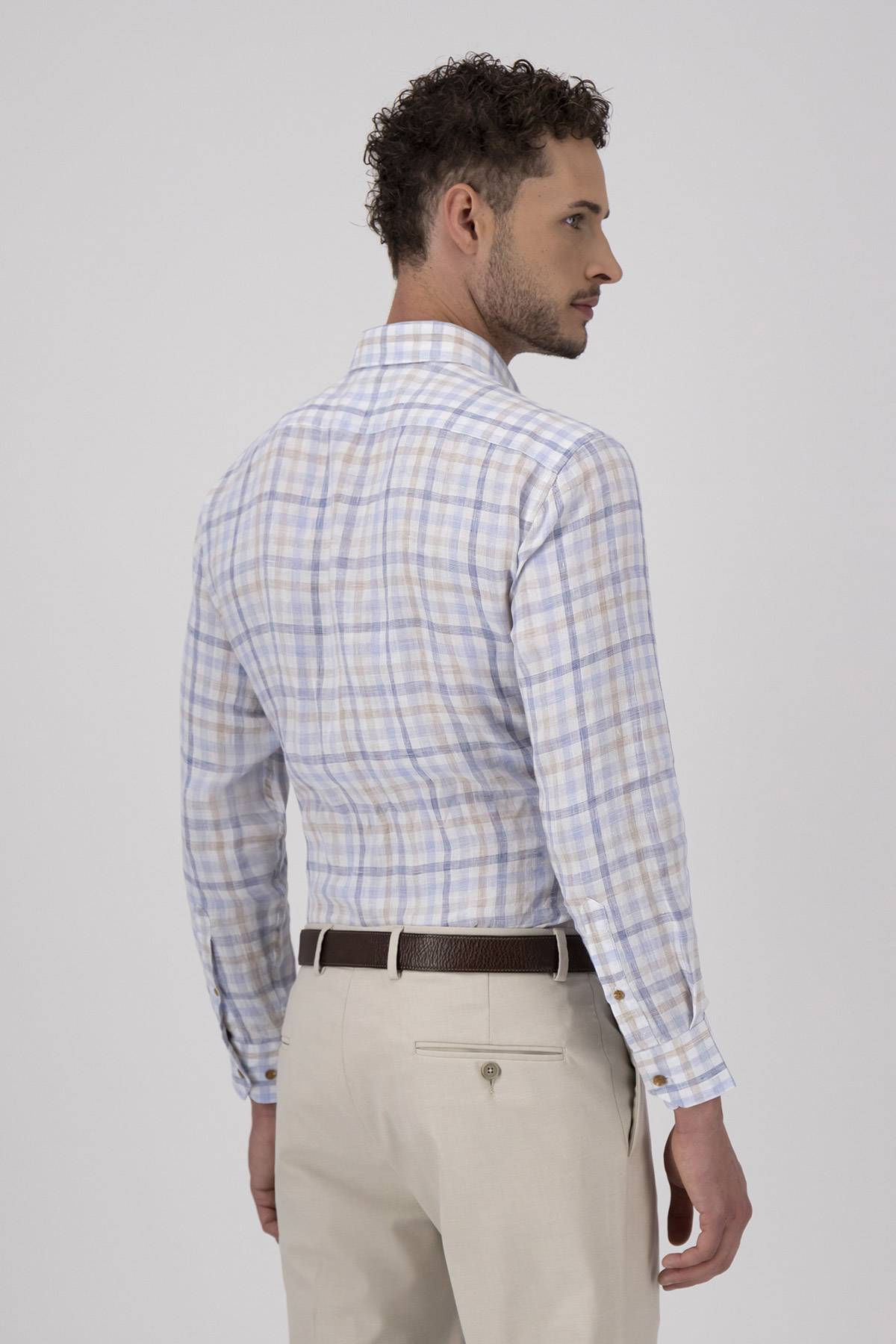 Camisa Casual LINEN Color Azul Contemporary Fit