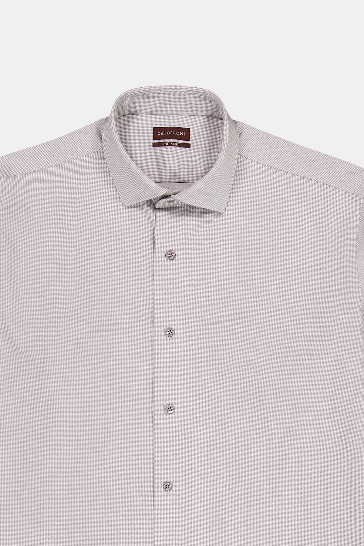 Camisa Vestir Knit Calderoni Beige Regular Fit